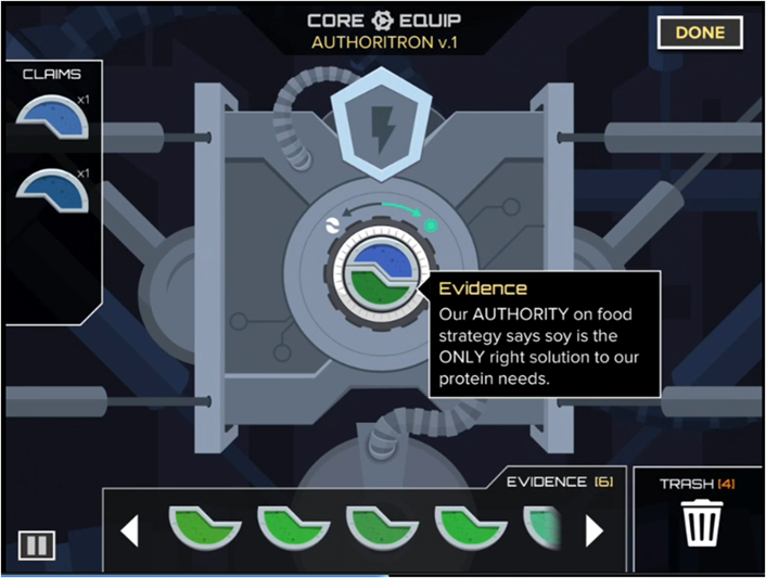 authoritron with evidence matched to the claim