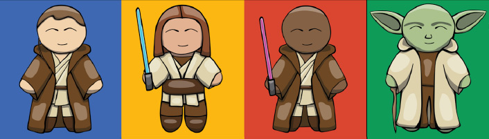 Four Yoda Caricatures