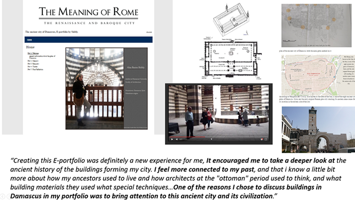 Figure 12. Alaa's e-portfolio evidence for her Tempietto digital badge; click on the image to access her public e-portfolio