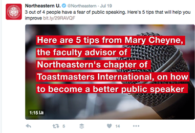 Figure 3. Northeastern tweet with video