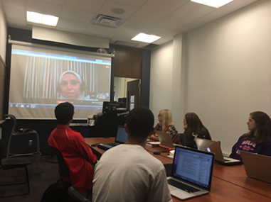 Figure 1. Digital Citizenship students speaking with Maha Bali