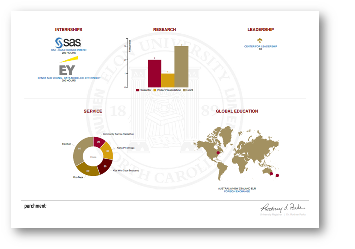 Figure 4. Visual EXP with graphics for co-curricular experiences