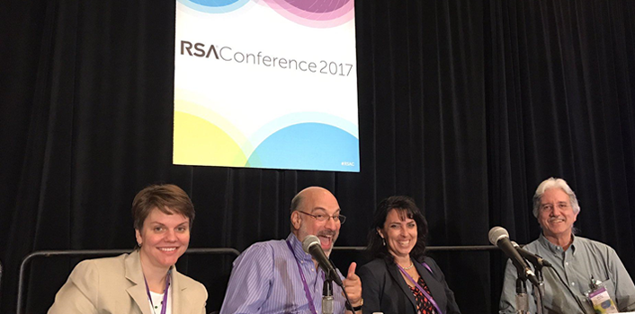photo of panelists: Joanna Grama, Neal Fisch, Tina Thorstenson, and Randy Marchany