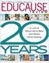 EDUCAUSE Review July/August 2018 cover image of 20 Years text bounded by series of ER magazine covers