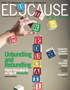 EDUCAUSE Review November/December 2018 cover image - photo of a person's hand stacking alphabet blocks