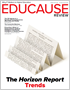 EDUCAUSE Review 2020 Issue #1 cover - The Horizon Report Trends - General Principles of College Teaching paper folded like an accordian