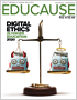 EDUCAUSE Review 2020 Issue #2 cover - Digital Ethics in Higher Education: 2020 - Wooden figure holding a robot head