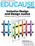 EDUCAUSE Review 2020 Issue #4 cover  -Inclusive Design and Design Justice - Series of pens lined up vertically with three on a diagonal