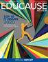 EDUCAUSE Review 2020 Special Report magazine cover - Top 10 IT Issues 2020 - human figure running in a color-striated barrel