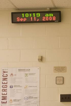 An electronic message board in a Virginia Tech classroom