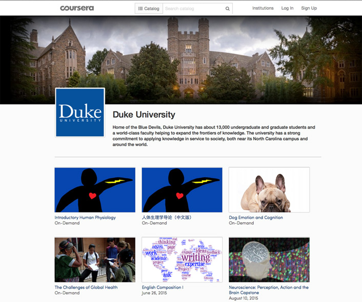 Duke University's portal on Coursera