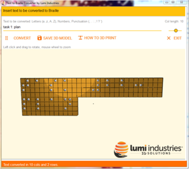 Figure 5. Lumi Industries text-to-braille tool