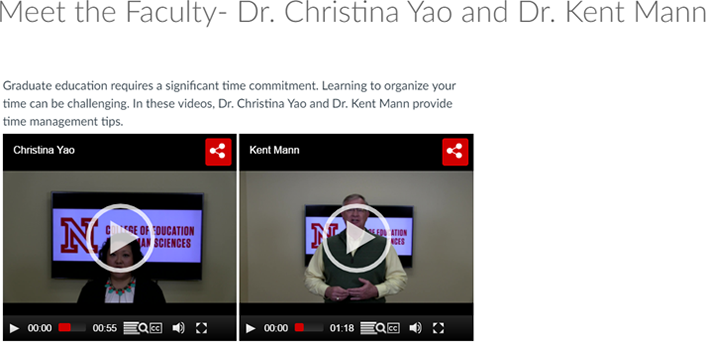 Figure 1. Faculty introductory videos