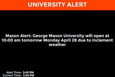 Figure 1. Emergency alert received by students on their mobiles