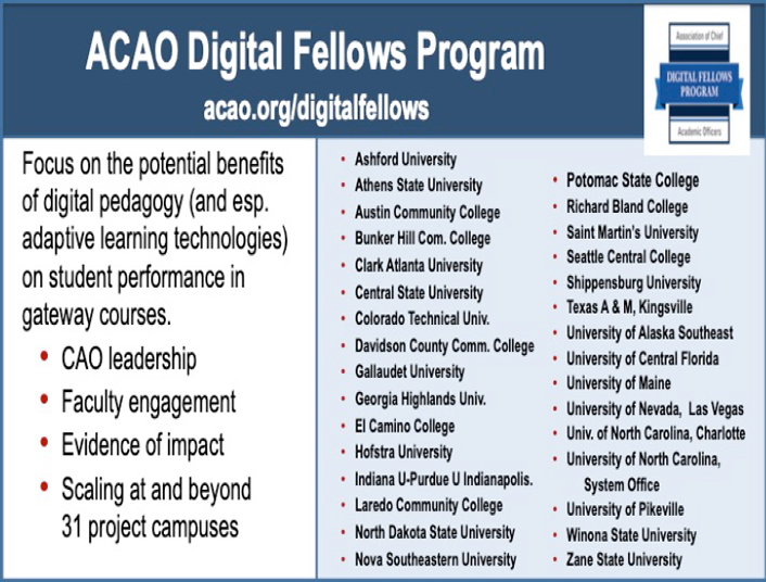 ACAO Digital Fellows Program slide listing participating fellows