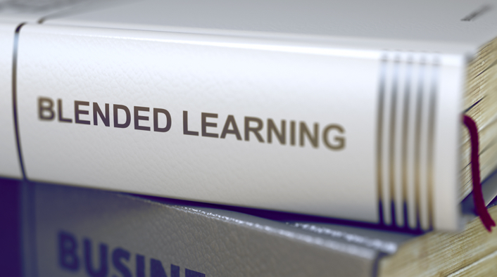 Book spine which says 'Blended Learning'