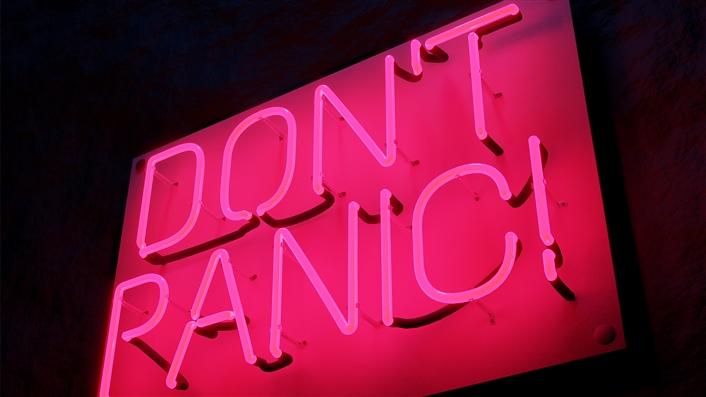 Neon sign: Don't Panic!