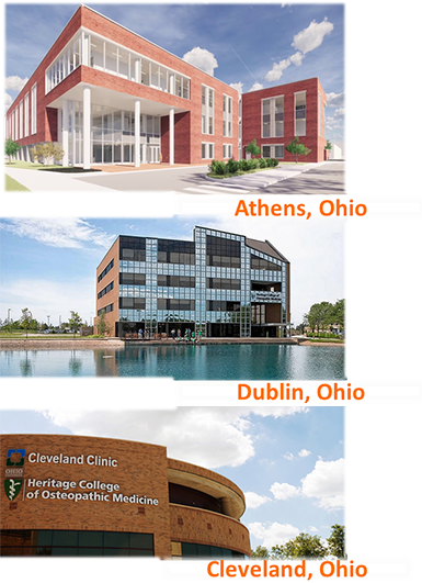 3 Campuses: Athens, Ohio; Dublin, Ohio; Cleveland, Ohio