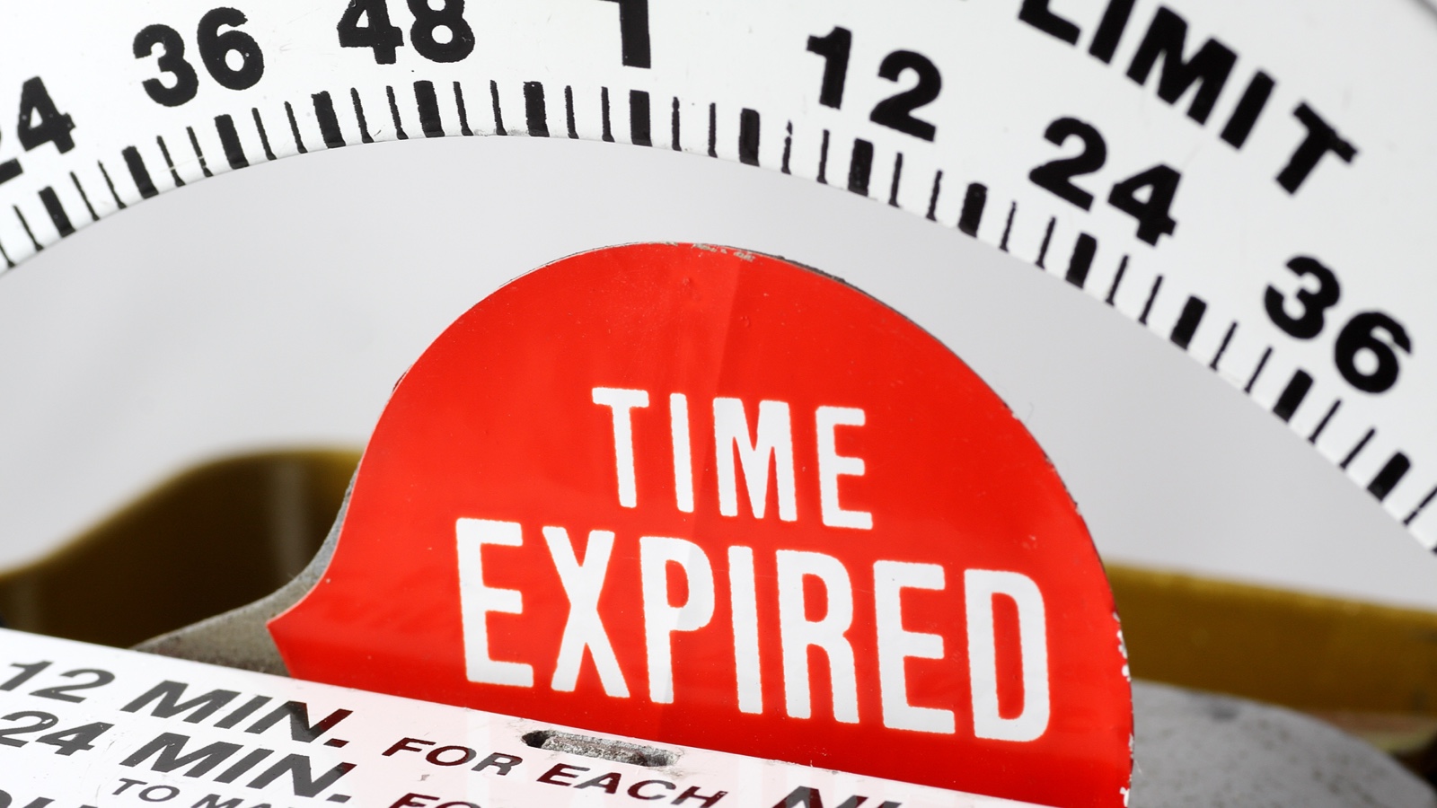 Parking meter showing 'Time EXPIRED'