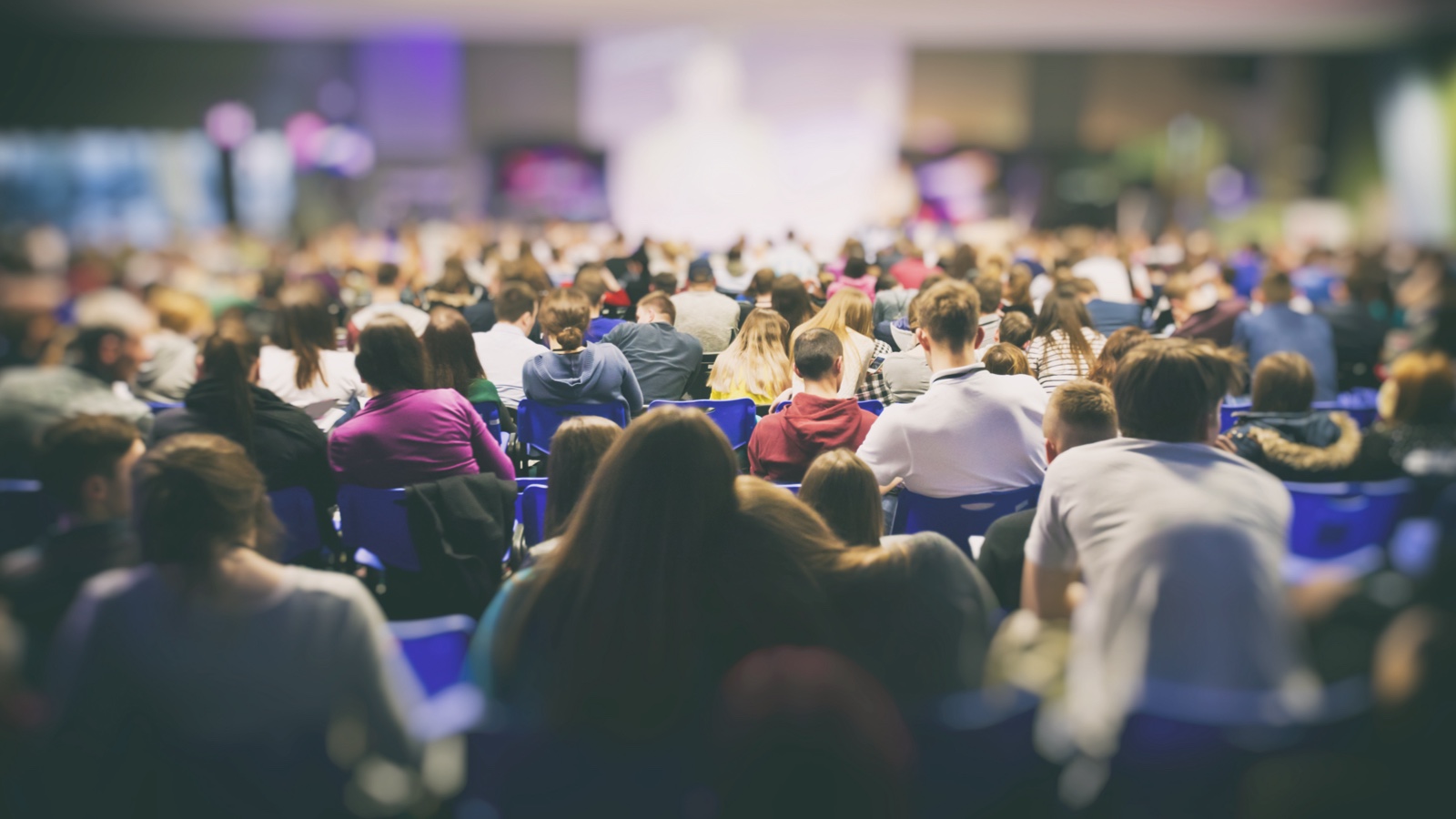 large lecture hall full of students