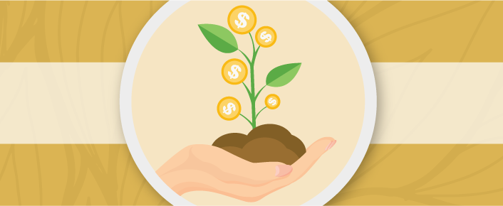 Hand holding a money plant.