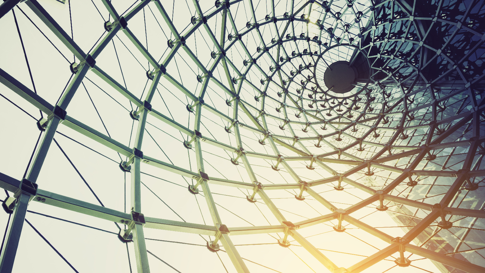 building construction of metal steel framework outdoors with sunlight
