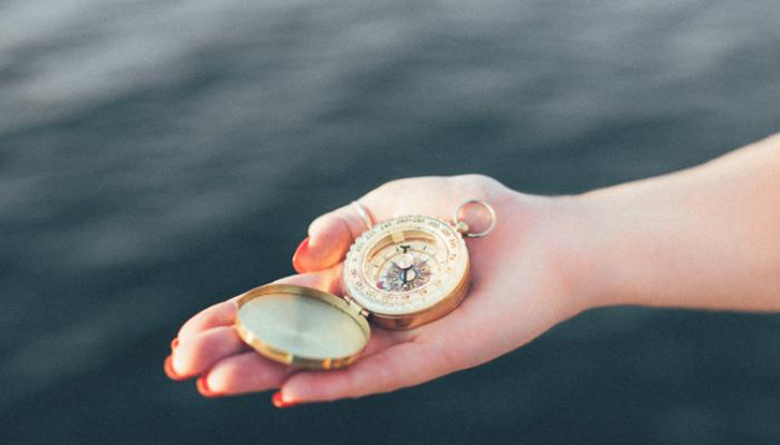 picture of hand holding a compass