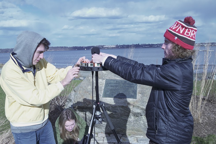 Figure 2. Students from Brown University prepare for a Google Jump shoot at Gaspee Point