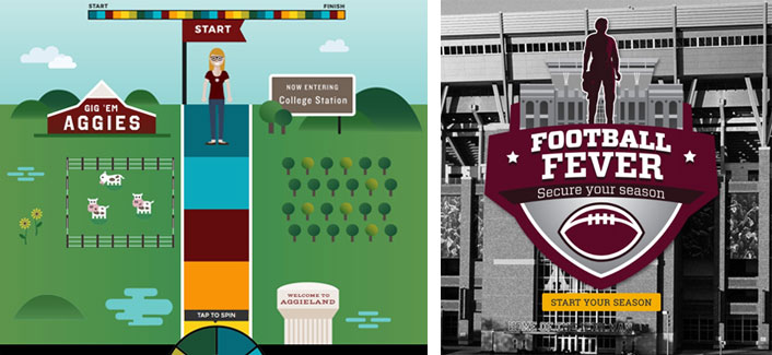 screenshots from Aggie Life and Football Fever