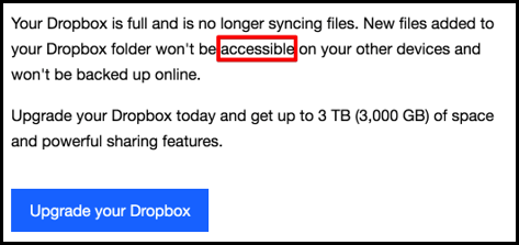 Dropbox dialog box