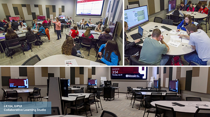 composite photo of collaborative learning studios at IUPUI