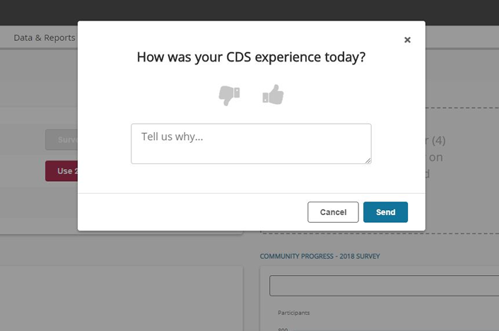 screenshot of the in-portal feedback tool