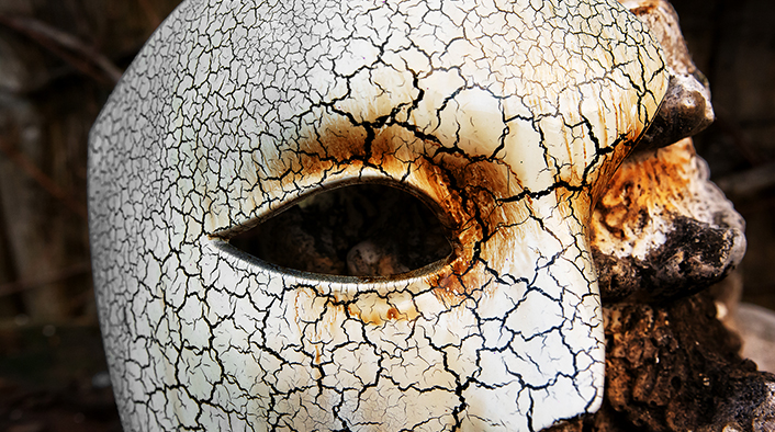 crumbling white mask
