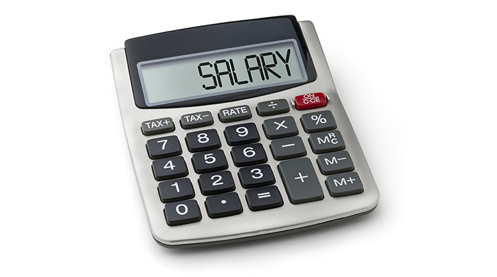 Calculator with the word salary on the display