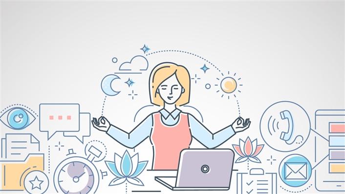 Blog Artwork - Woman Staying Calm at Her Computer