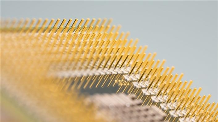 Computer parts blurred out creating abstract image