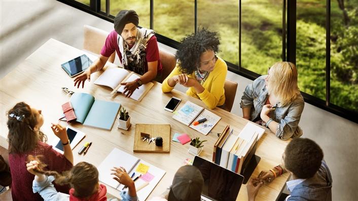 Group working at conference table