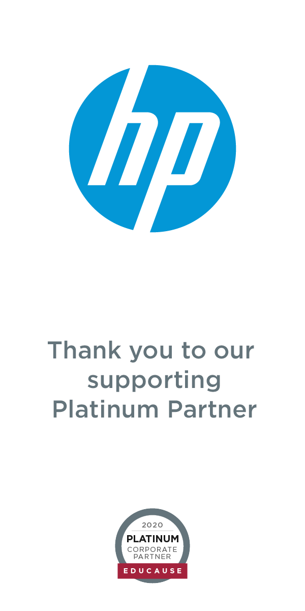 HP logo and Platinum Partner medallion with text that says thank you to our supporting platinum partner