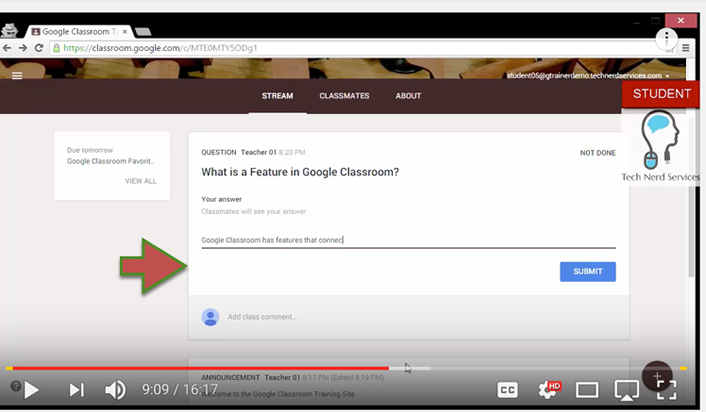 Figure 1. The Google Classroom course stream