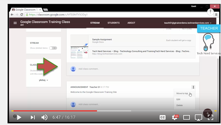 Figure 2. Students can post comments in the course materials section.