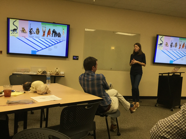 Figure 1. Biology professor Rebecca Hunter presenting at a My Best Lecture session